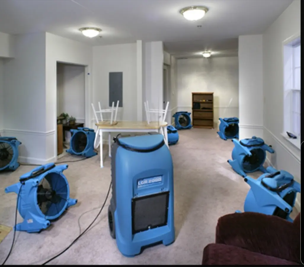 Air movers and dehumidifier setup for Water Extraction & Removal in Harrietstown
