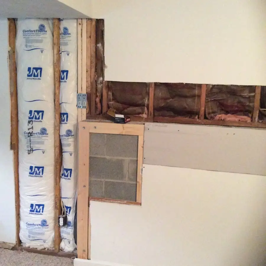 Wall insulation replacement during Basement Flood Cleanup in Harrietstown